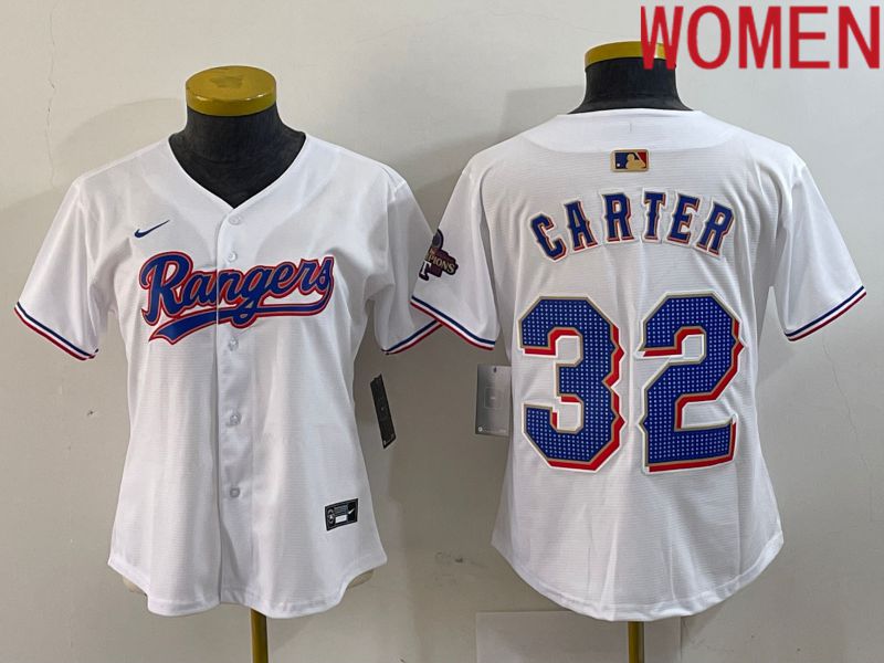 Women Texas Rangers #32 Carter White Champion Game Nike 2024 MLB Jersey style 1->->Women Jersey